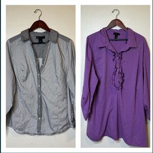 Lane Bryant Button Down Shirt Lot Sz 26/28